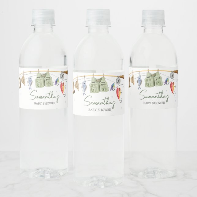 Étiquette Pour Bouteilles D'eau Petit Baby shower pêcheur (Bouteilles)