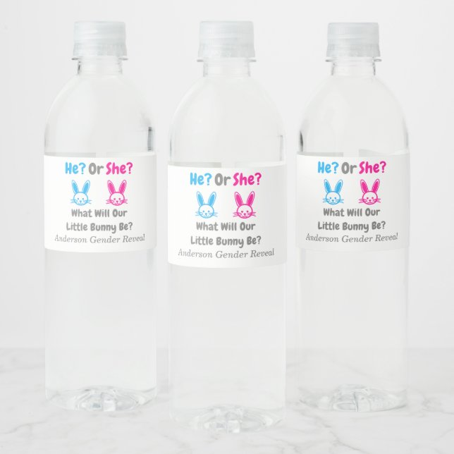 Étiquette Pour Bouteilles D'eau Petit Bunny Gender Reveal (Bouteilles)