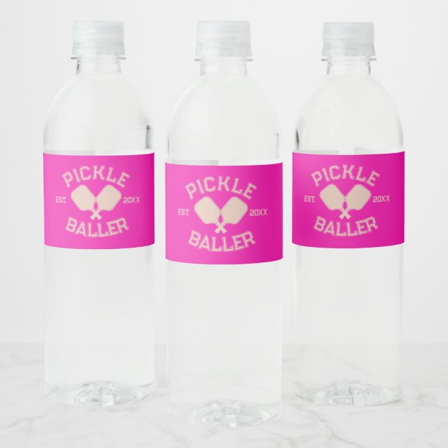 Étiquette Pour Bouteilles D'eau Pickle Baller Pickleball Collegiate Typographie (Bouteilles)