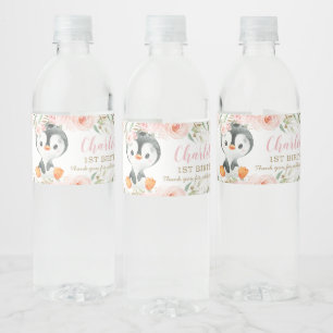 Étiquette Pour Bouteilles D'eau Pingouin Blush Floral Baby shower fête d'anniversa