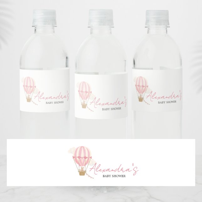 Étiquette Pour Bouteilles D'eau Pink Boho Bear Baby Shower  (Oh Baby Bear Baby Shower Water Bottle Label)
