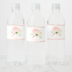 Étiquette Pour Bouteilles D'eau Pink Floral Baby Girl Aquarelle Nom Baby shower