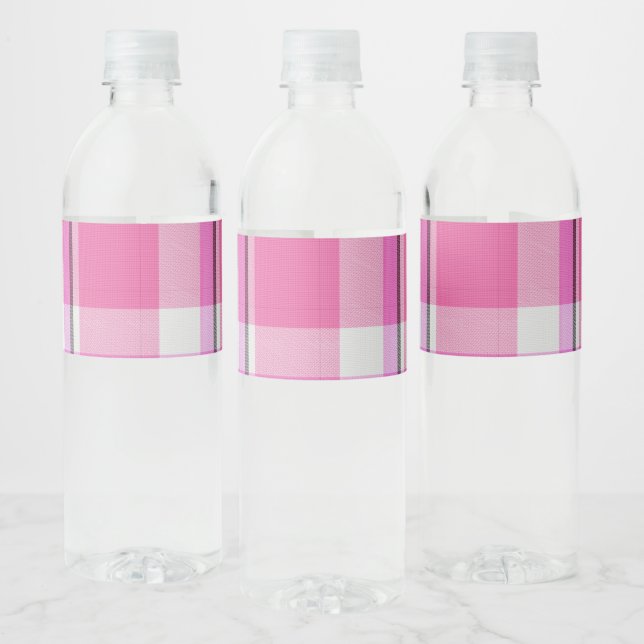 Étiquette Pour Bouteilles D'eau Pink Plaid Motif Check Imprimer Tartan En vichy (Bouteilles)