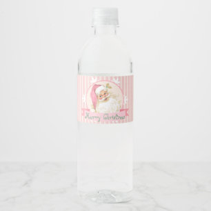 Étiquette Pour Bouteilles D'eau Pink Vintage Santa Claus Victorian Shabby