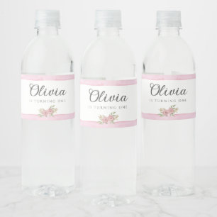 Étiquette Pour Bouteilles D'eau Pink Watercolor Baking Anniversaire