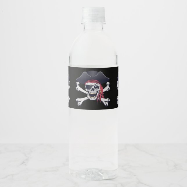 Étiquette Pour Bouteilles D'eau Pirate (Devant)