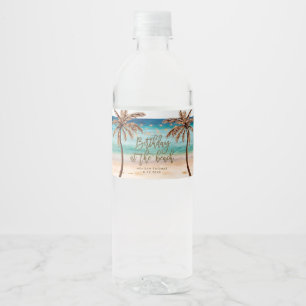 Étiquette Pour Bouteilles D'eau plage anniversaire palmier tropical d'été