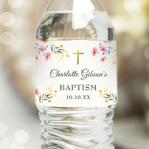 Étiquette Pour Bouteilles D'eau Plaques de papier Baptême Fleur sauvage coloré