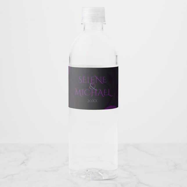 Étiquette Pour Bouteilles D'eau Plum gothique, Orné (Devant)