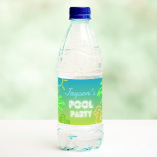 Étiquette Pour Bouteilles D'eau Pool Party Boy Anniversaire