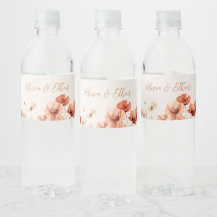 Étiquette Pour Bouteilles D'eau Poppies et Fleurs sauvages