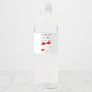 Étiquette Pour Bouteilles D'eau Poppies Fleurs Pavot Baby shower fille Fleur sauva