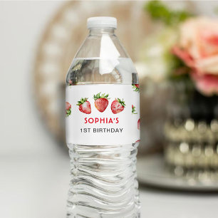 Étiquette Pour Bouteilles D'eau Premier anniversaire fraise