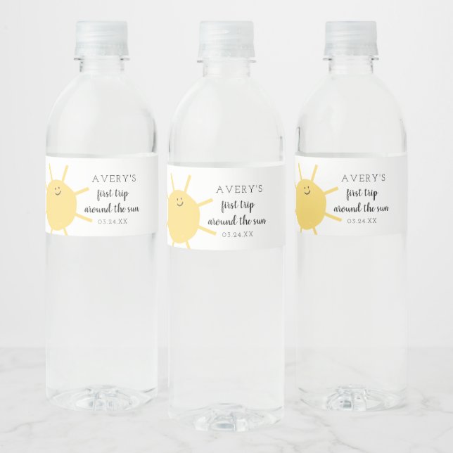 Étiquette Pour Bouteilles D'eau Premier Voyage Autour Du Soleil 1Er Anniversaire S (Bouteilles)