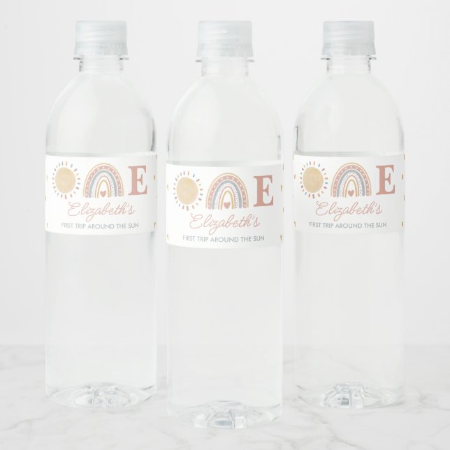 Étiquette Pour Bouteilles D'eau Premier voyage autour du Soleil Boho 1er anniversa (Bouteilles)