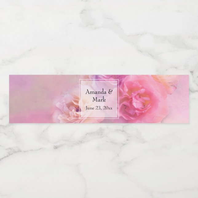 Étiquette Pour Bouteilles D'eau Pretty Pink Carnations Stylish (Étiquettes simples)