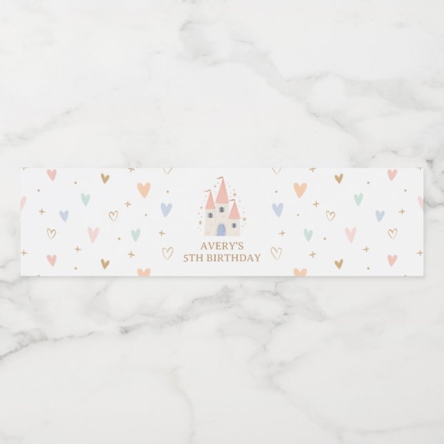 Étiquette Pour Bouteilles D'eau Princesse Fille Fête d'anniversaire (Étiquettes simples)