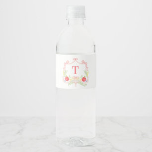 Étiquette Pour Bouteilles D'eau Professeur Personnalisé   Blason de Monogramme de 
