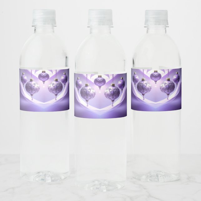 Étiquette Pour Bouteilles D'eau Purple Christmas Ball Water Bottle Label (Bouteilles)