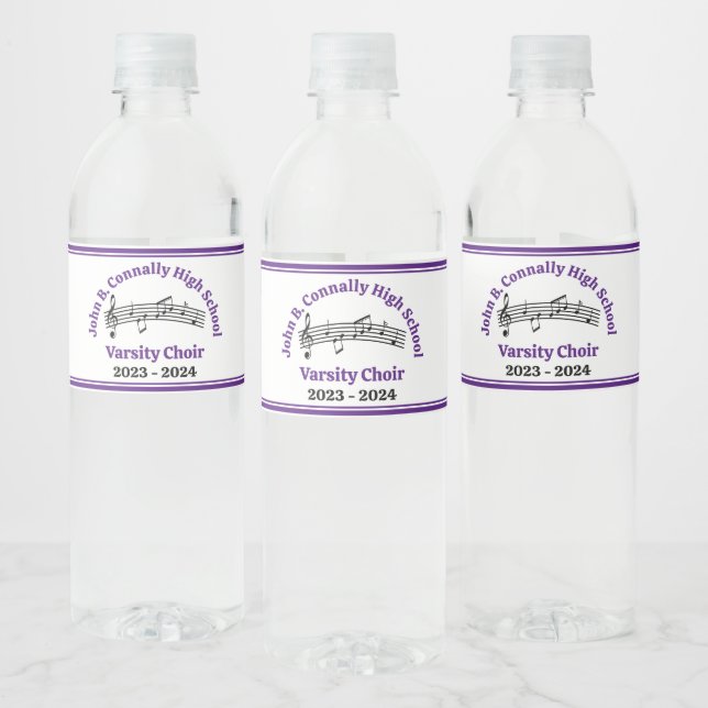 Étiquette Pour Bouteilles D'eau Purple High School Choir Fête Personnalisée (Bouteilles)