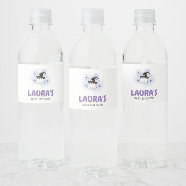 Étiquette Pour Bouteilles D'eau Purple Little Boo Ghost Witch Baby Shower (Bouteilles)
