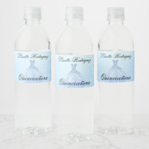 Étiquette Pour Bouteilles D'eau Quinceanera Bleu Bébé