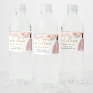 Étiquette Pour Bouteilles D'eau Quinceañera Rouge Floral Princesse 16e Anniversair