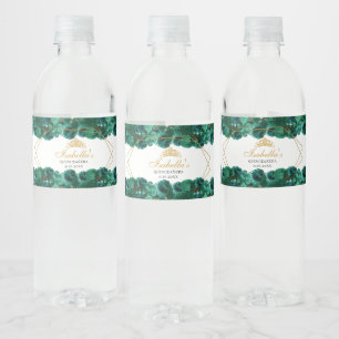 Étiquette Pour Bouteilles D'eau Quinceanera verte Emeraude