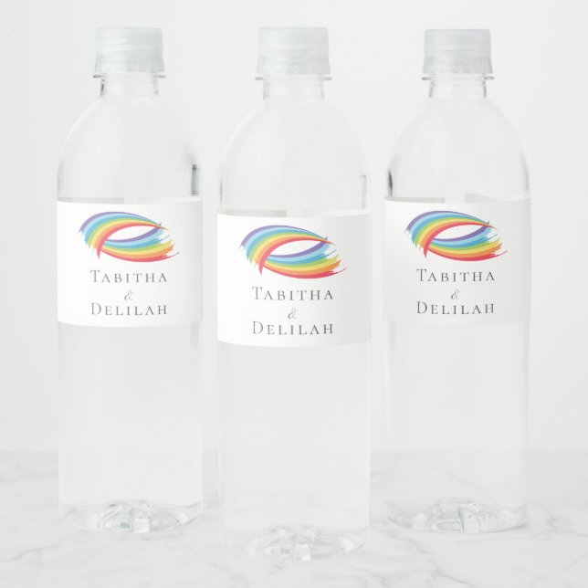 Étiquette Pour Bouteilles D'eau Rainbow Waves Belle Réception Personnalisée De Mar (Bouteilles)