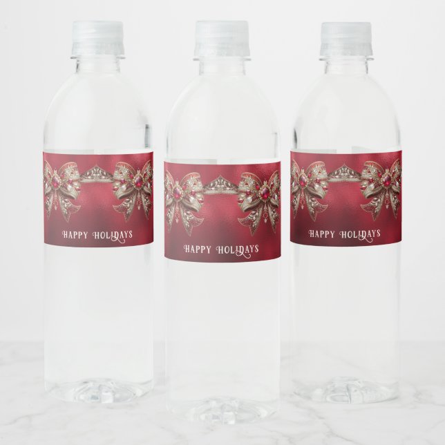 Étiquette Pour Bouteilles D'eau Red Bow Holiday (Bouteilles)