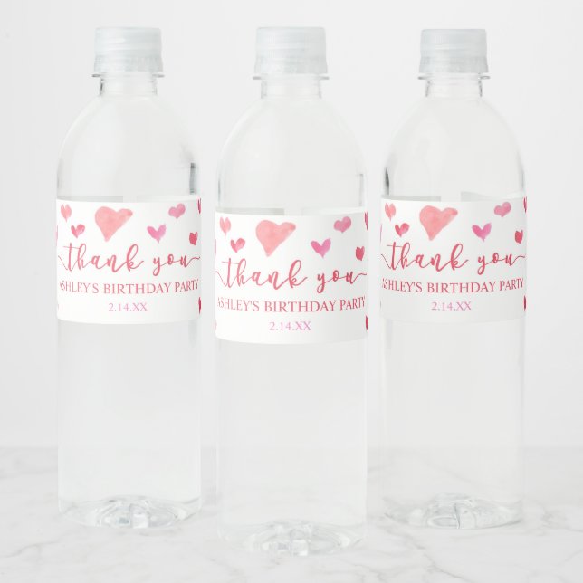 Étiquette Pour Bouteilles D'eau Red Pink Hearts Saint Valentin fête d'anniversaire (Bouteilles)