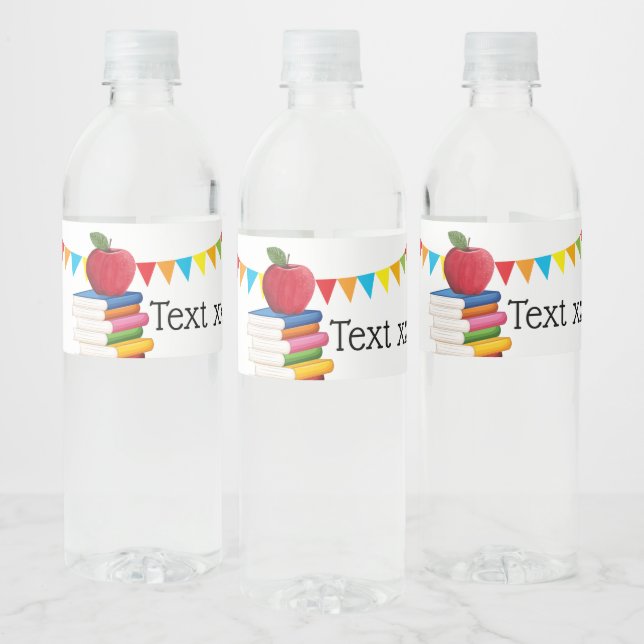 Étiquette Pour Bouteilles D'eau retraite d'enseignant, Apple, retraite d'enseignan (Bouteilles)