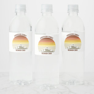 Étiquette Pour Bouteilles D'eau Retro personnalisé Sunset Mountain Reunion Famille