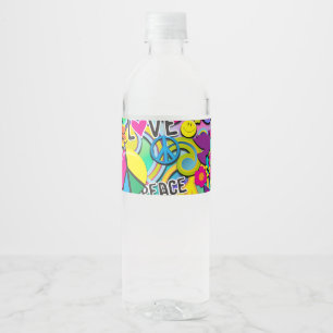 Étiquette Pour Bouteilles D'eau Retro Super FUN 60's Sixties Love Birthday Party