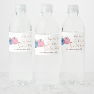 Étiquette Pour Bouteilles D'eau Révélation du sexe de la citrouille rose et marine