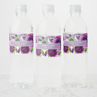 Étiquette Pour Bouteilles D'eau Romantic Purple Floral