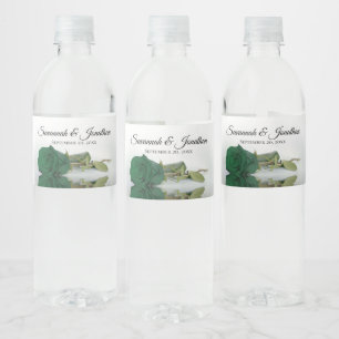 Étiquette Pour Bouteilles D'eau Romantique Emerald Green Rose Mariage élégant