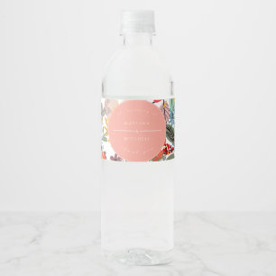 Étiquette Pour Bouteilles D'eau Romantique Floral doux rose vert pêche classique