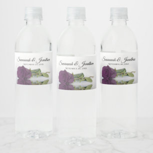 Étiquette Pour Bouteilles D'eau Romantique Plum violet Rose Élégant mariage