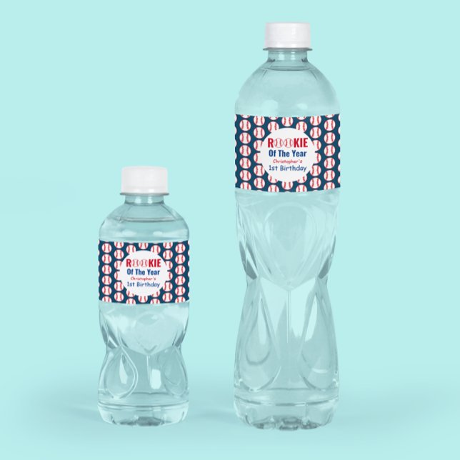 Étiquette Pour Bouteilles D'eau Rookie Baseball 1er anniversaire (Créateur téléchargé)