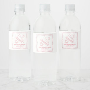 Étiquette Pour Bouteilles D'eau Rose Fait Main Ski Vous Bientôt Fille Baby Shower