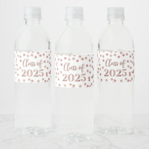 Étiquette Pour Bouteilles D'eau Rose Gold Parties scintillant Classe de 2025 Gradu