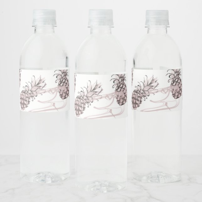 Étiquette Pour Bouteilles D'eau Rose Rose Or Ananas Sparkle fête d'anniversaire (Bouteilles)