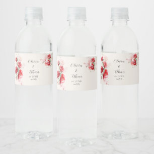 Étiquette Pour Bouteilles D'eau Roses de papier rouge et rose