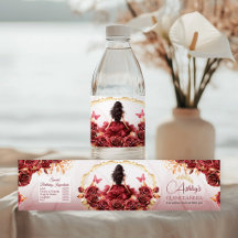 Roses Florales Rouge Bourgogne et Or