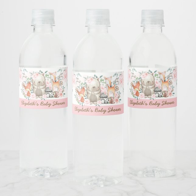 Étiquette Pour Bouteilles D'eau Roses roses roses Fille Baby shower bois Faveurs (Bouteilles)
