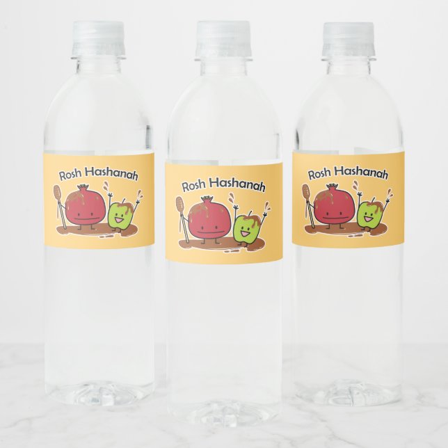 Étiquette Pour Bouteilles D'eau Rosh Hashanah pomme grenade miel juif nouveau (Bouteilles)