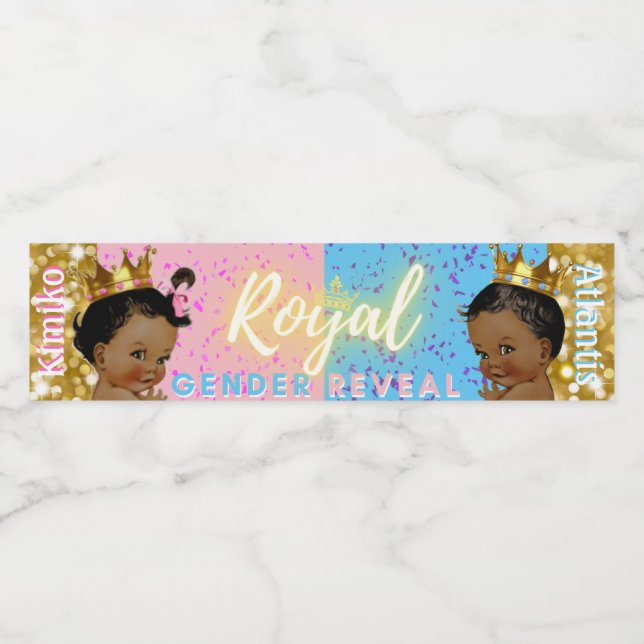Étiquette Pour Bouteilles D'eau Royal African Gender Revevey Pink|Blue Gold Partie (Étiquettes simples)