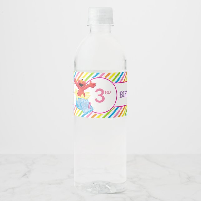 Étiquette Pour Bouteilles D'eau Rue Sésame | Anniversaire d'Elmo Girl (Devant)