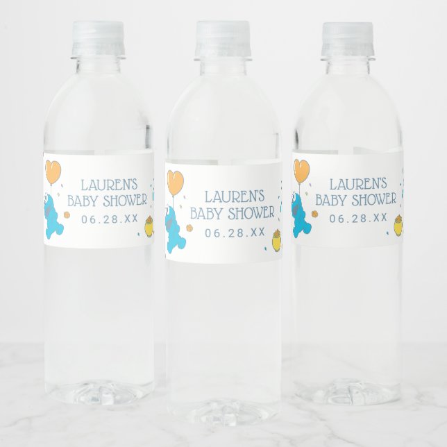 Étiquette Pour Bouteilles D'eau Rue Sésame | Baby shower Monster de cookies (Bouteilles)